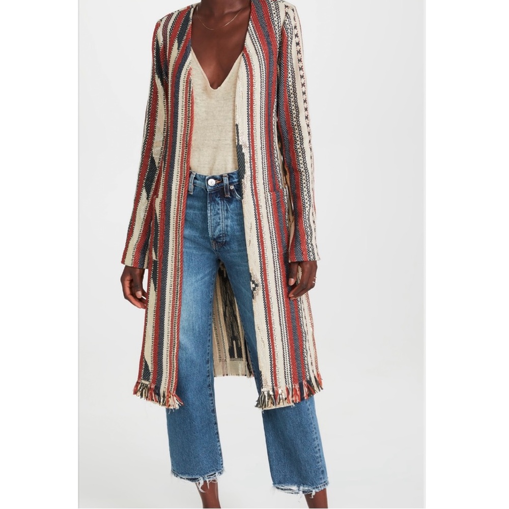 NEW Ramy Brook Cody Jacket Belted Coat Duster Metallic Fringe